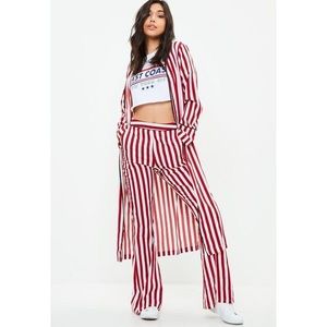 Missguided red striped kimono/duster 🎪